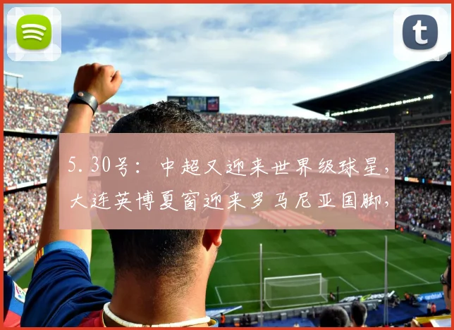 5.30号:中超又迎来世界级球星,大连英博夏窗迎来罗马尼亚国脚,他们想夺冠么?_特纳塞_联赛_中场